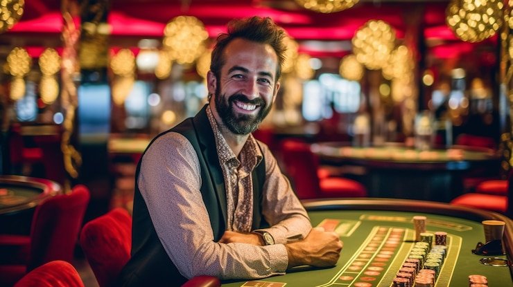 Live-dealer casino table with multi-camera studio setup